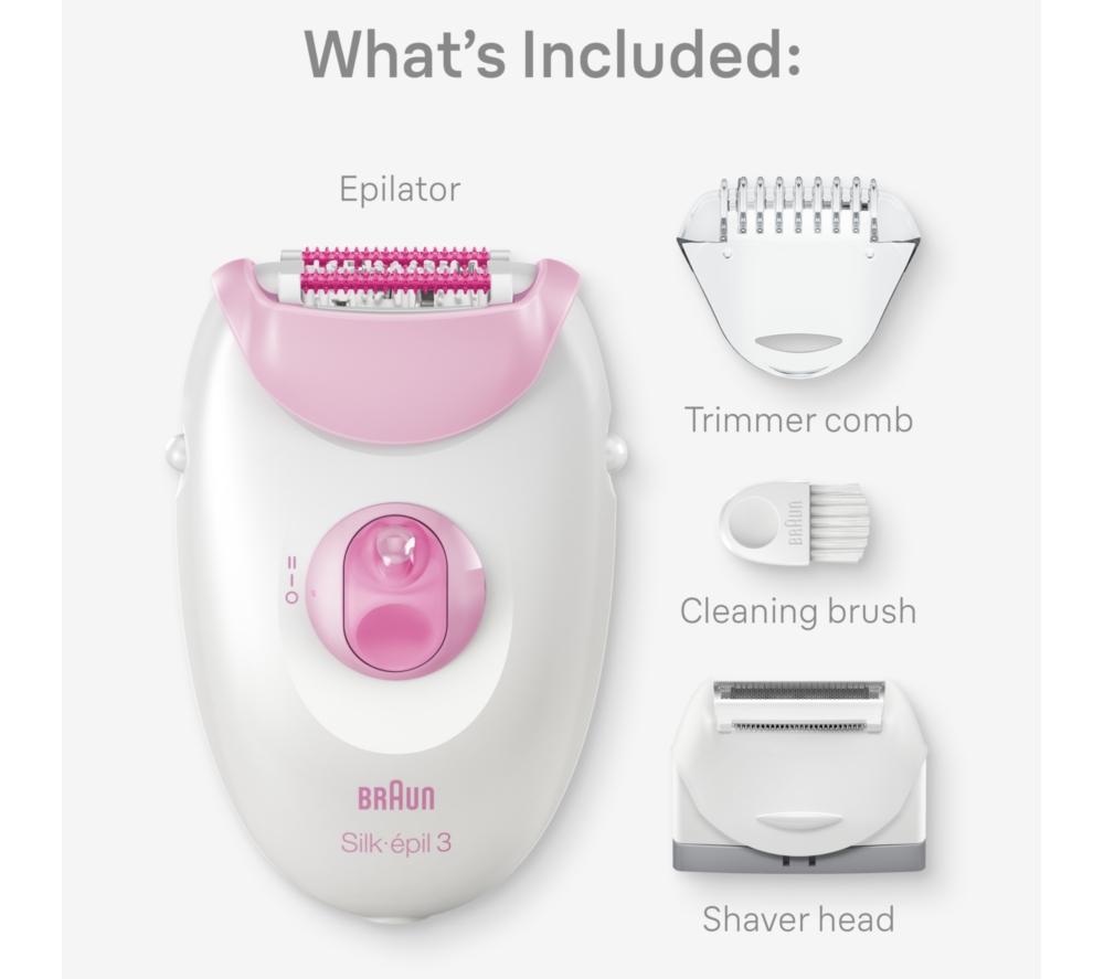 BRAUN Silk-&eacute;pil Series 3 3-031 Epilator - White & Pink image number 7 of 8