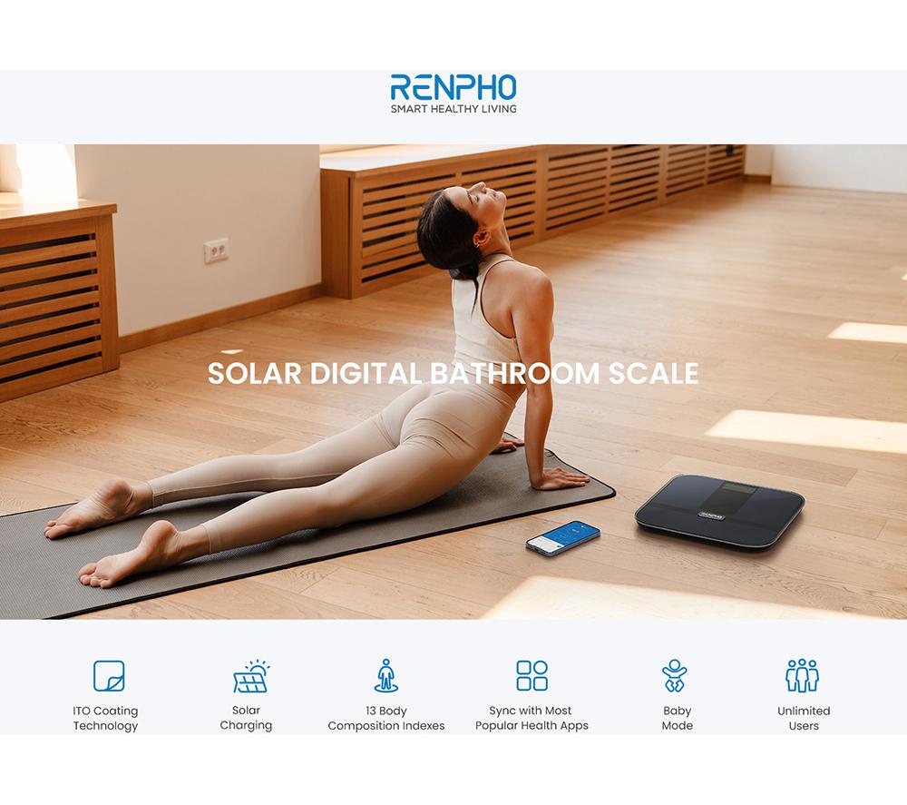 RENPHO Elis Solar 2 Smart Body Scale - Black image number 2 of 12