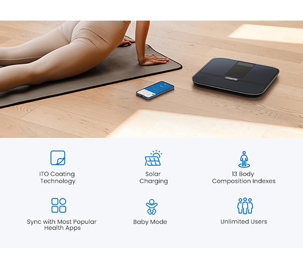 RENPHO Elis Solar 2 Smart Body Scale - Black image number 3 of 12