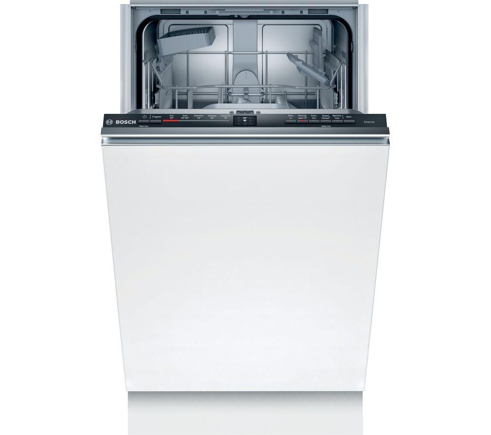 Bosch Series 2 SPV2HKX42G Slimline Fully Integrated WiFi-enabled Dishwasher, Silver/Grey