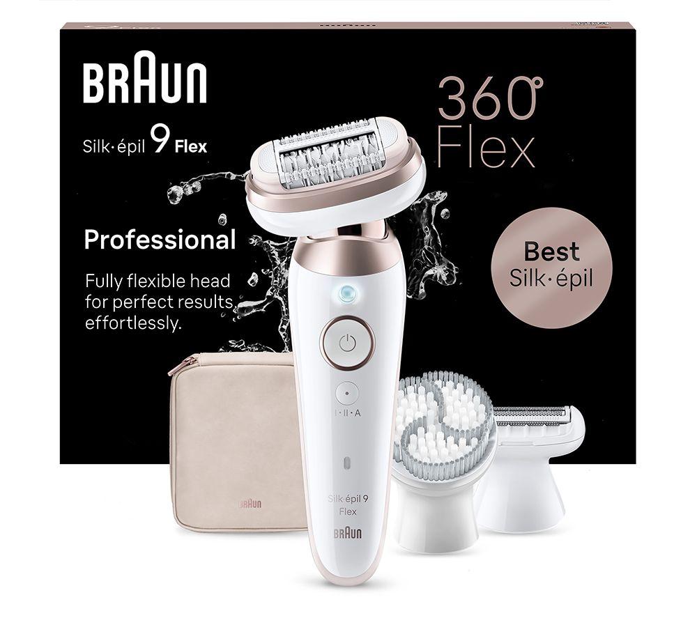 Braun Silk-pil 9 Flex 9 3D SE9-060 Wet & Dry Epilator - Rose Titan, Pink,White