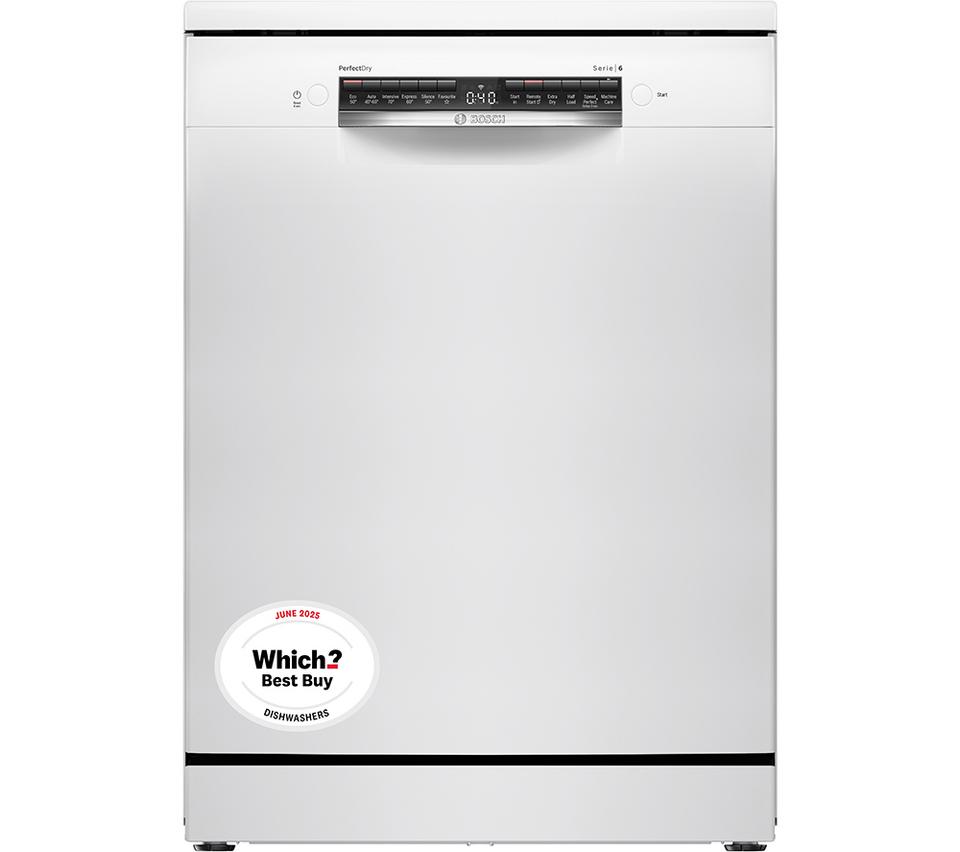 BOSCH Series 6 PerfectDry SMS6ZCW10G Full-size WiFi-enabled Dishwasher - White