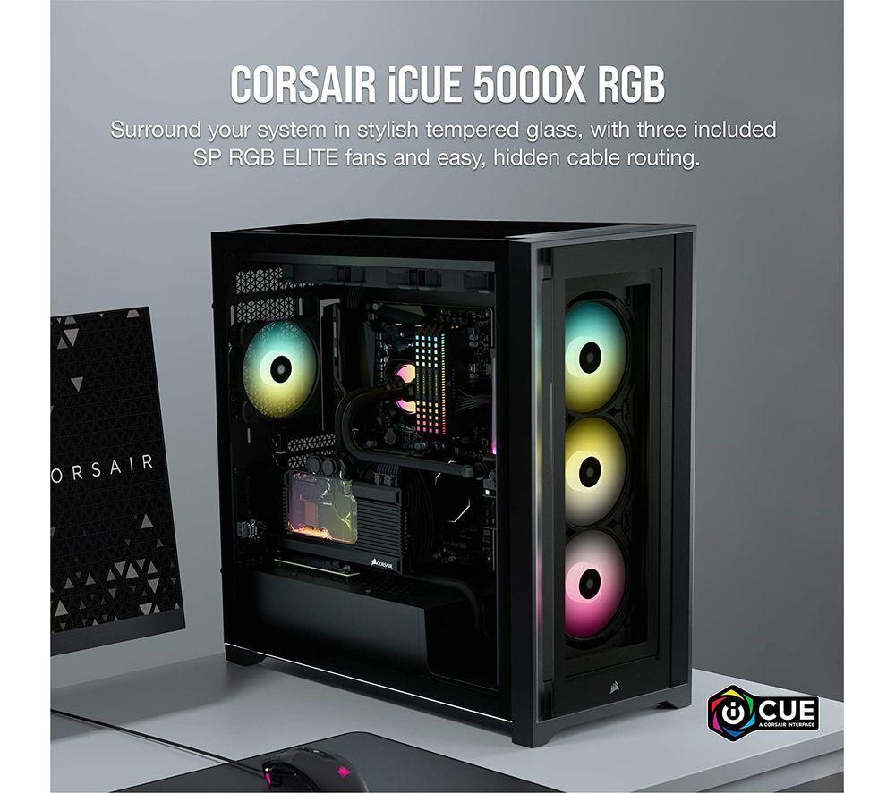 CORSAIR iCUE 5000X RGB ATX Mid-Tower PC Case - Black image number 2 of 6