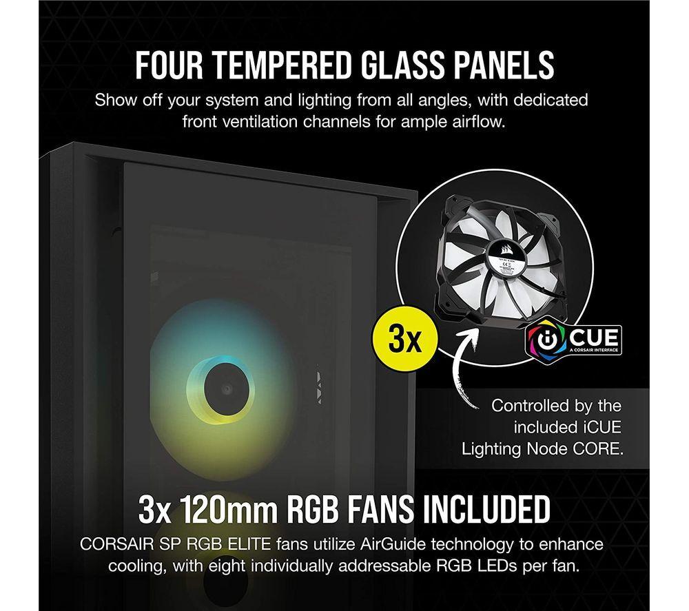 CORSAIR iCUE 5000X RGB ATX Mid-Tower PC Case - Black image number 4 of 6