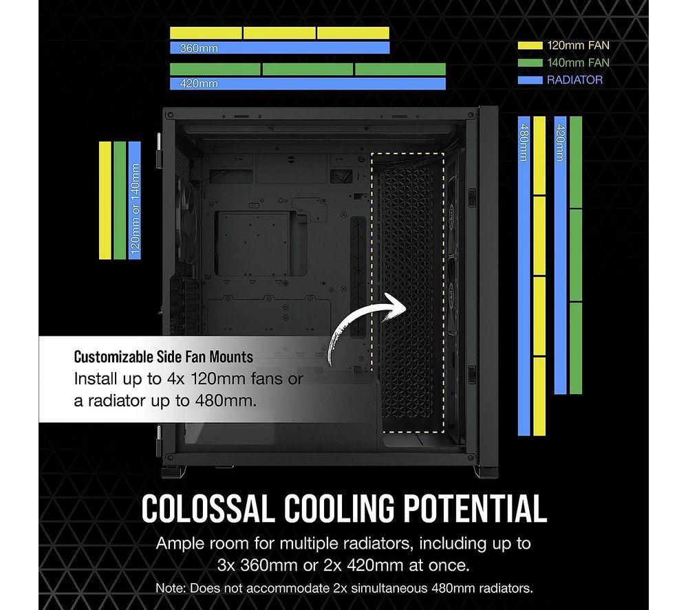 CORSAIR 7000D Airflow CC-9011218-WW ATX Full Tower PC Case - Black image number 7 of 8