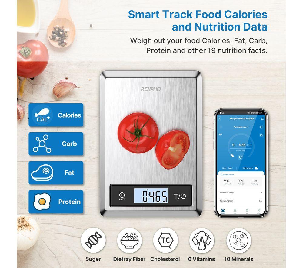 RENPHO Calibra 1 Smart Nutrition Scales - Stainless Steel image number 4 of 6