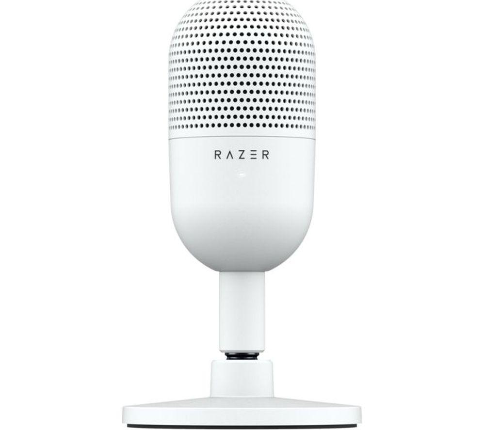 Razer Seiren V3 Mini - Ultra-compact USB Microphone (14 mm Condenser Mic, Supercardioid Pickup Pattern, Tap-to-Mute Sensor with LED Indicator, Built-in Shock Absorber, Plug-and-Play Design) White