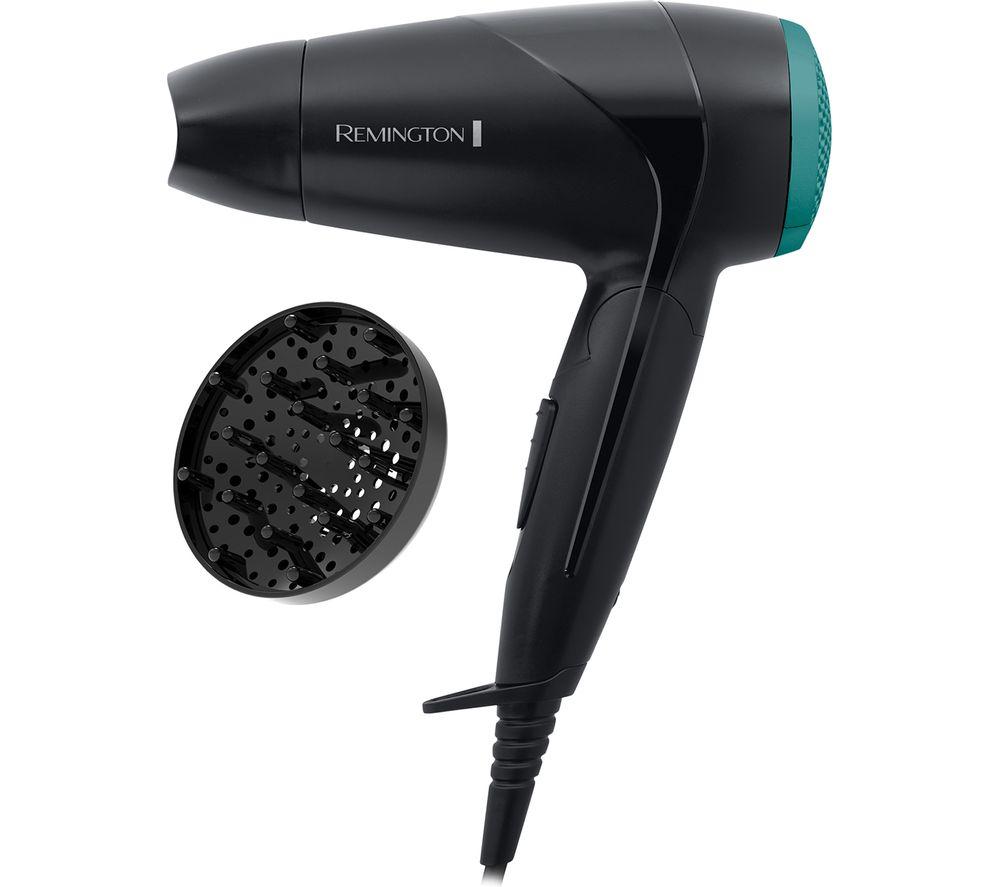 REMINGTON On The Go D1500 Compact Hair Dryer - Black, Black