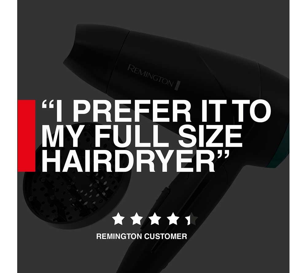 REMINGTON On The Go D1500 Compact Hair Dryer - Black image number 3 of 11