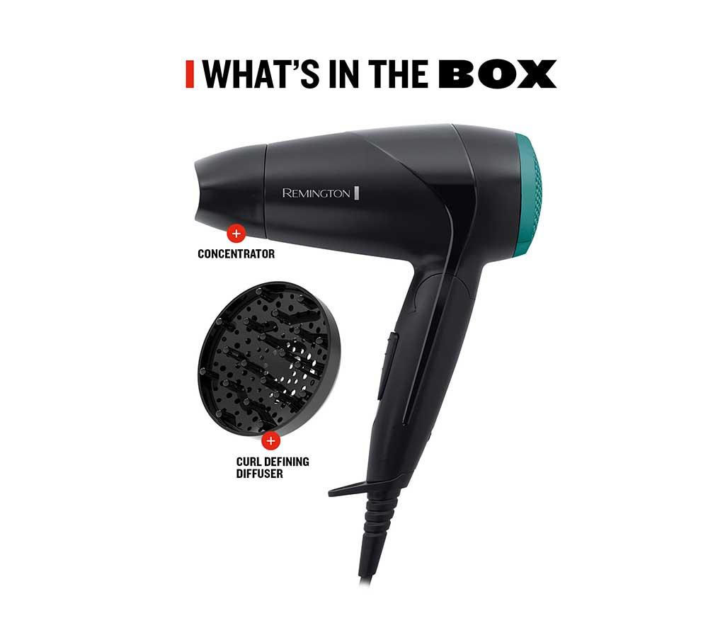 REMINGTON On The Go D1500 Compact Hair Dryer - Black image number 6 of 11