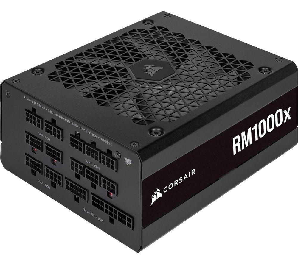 Corsair RM1000x 80 PLUS Gold Fully Modular ATX 1000 Watt Power Supply (135 mm Magnetic Levitation Fan, Wide Compatibility, Reliabile Japanese Capacitors, Extremely Fast Wake-from-Sleep) UK - Black