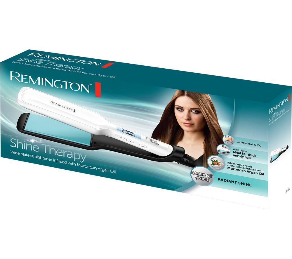 REMINGTON Shine Therapy S8550 Hair Straightener - White & Blue image number 9 of 9