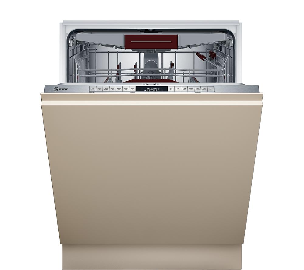 Neff N70 S187ZCX03G Full-size Fully Integrated WiFi-enabled Dishwasher, Silver/Grey