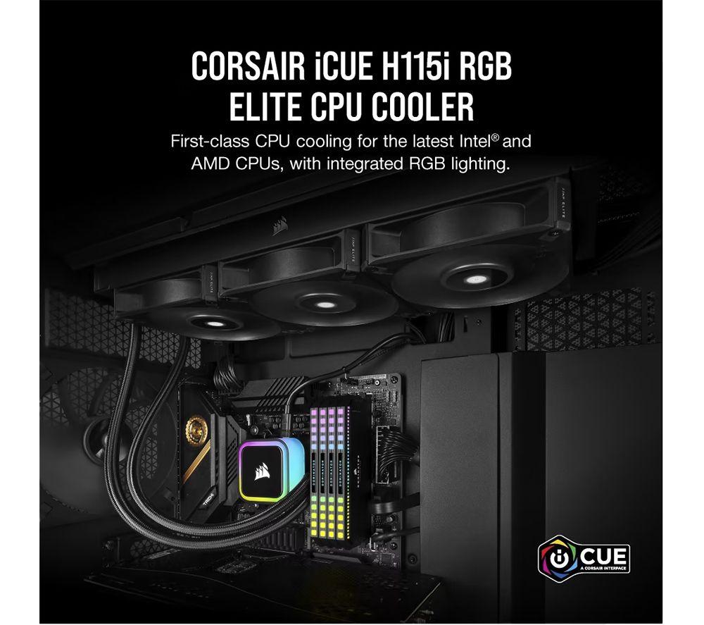 CORSAIR iCUE H115i RGB ELITE Liquid 280 mm CPU Cooler - RGB LED image number 2 of 5
