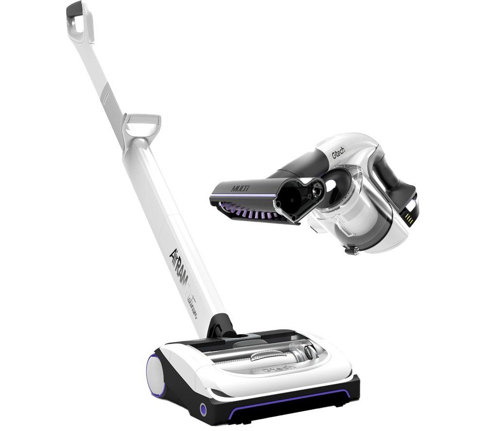 GTECH AirRAM Platinum AR46 Cordless Vacuum Cleaner & Multi Platinum ATF061 Handheld Vacuum Cleaner Bundle - White & Black, Black,White