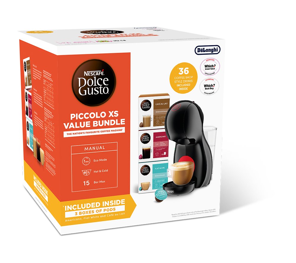 DOLCE GUSTO by De&rsquo;Longhi Piccolo XS Bundle Coffee Machine - Black image number 9 of 10