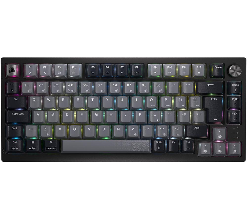 CORSAIR K65 Plus RGB 75% Wireless Mechanical Gaming Keyboard - Black, Black,Silver/Grey