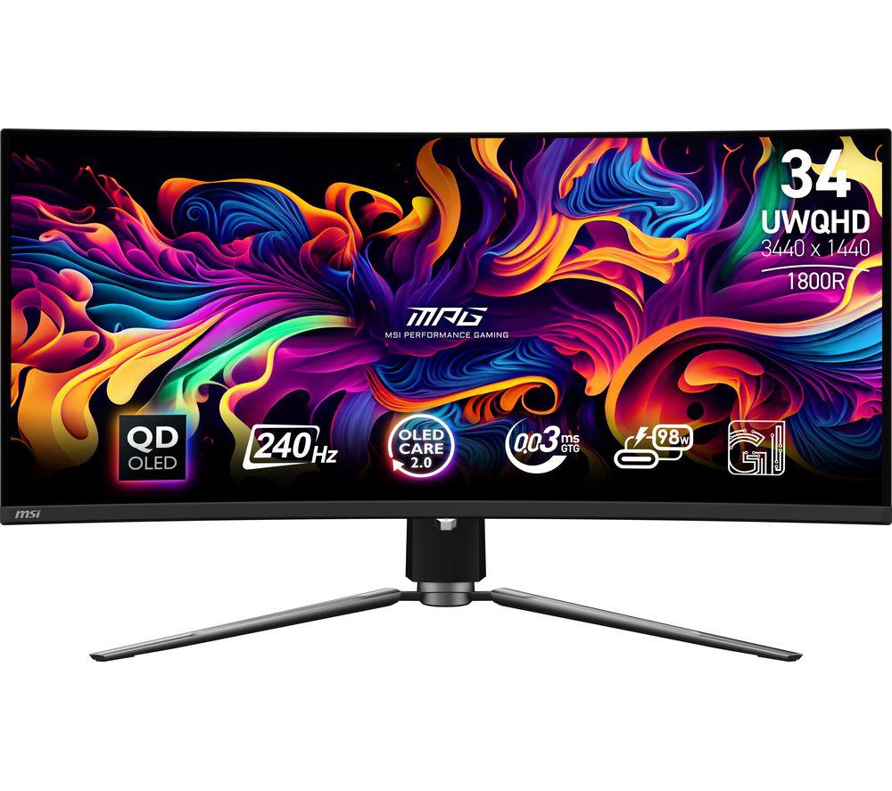 MSI MPG 341CQPX Quad HD 34" Curved Quantum Dot Gaming Monitor - Black, Black