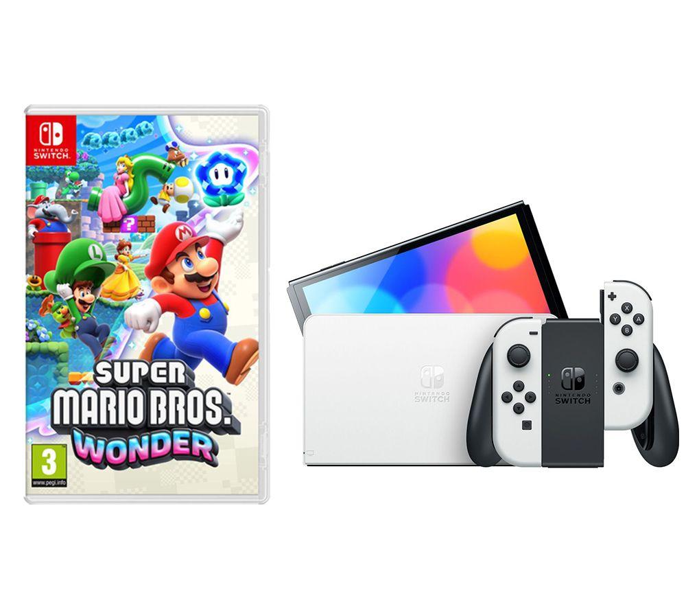 Nintendo Switch OLED White & Super Mario Bros. Wonder Bundle, White