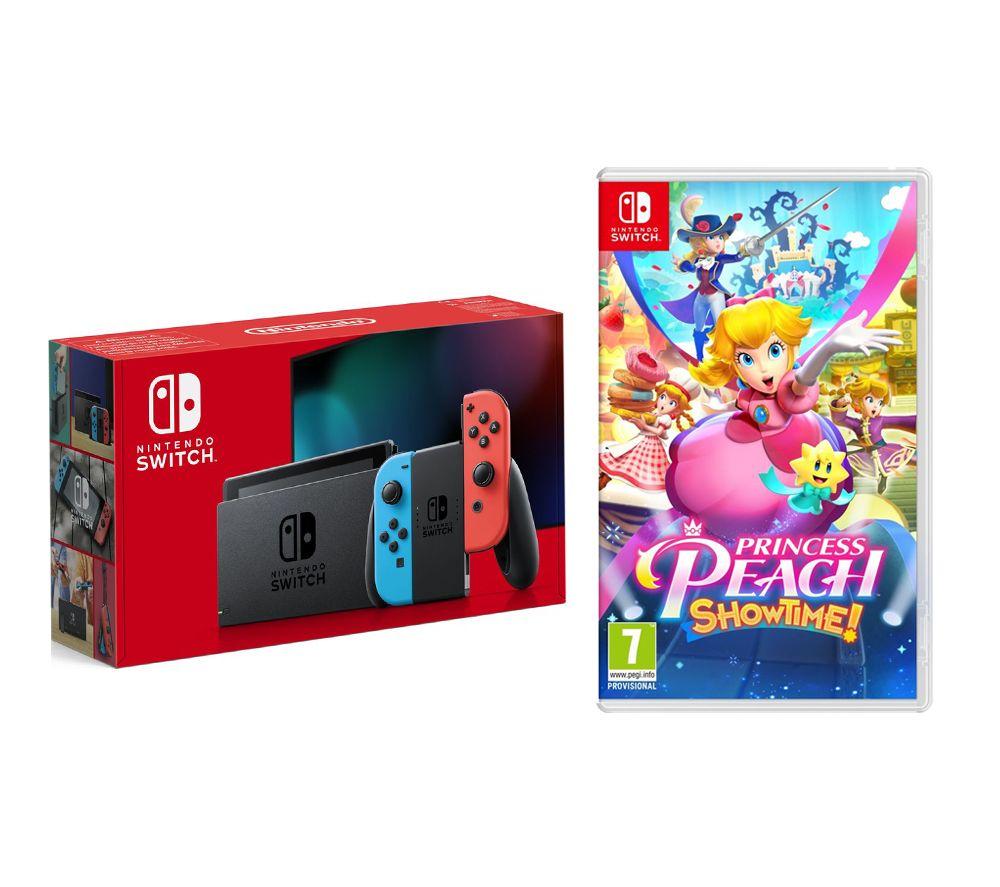 Nintendo Switch (Neon Red and Blue) & Princess Peach: Showtime Bundle, Red,Blue