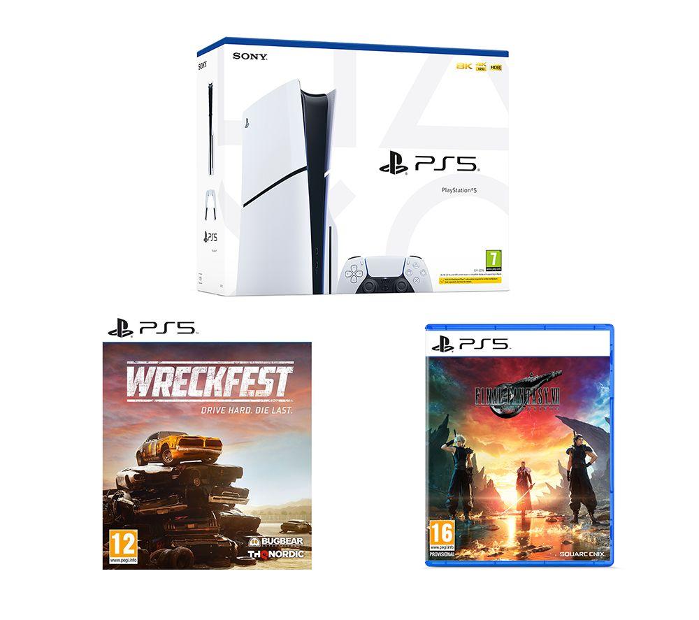 Sony PlayStation 5 Model Group (Slim), Final Fantasy VII Rebirth & Wreckfest Bundle, White