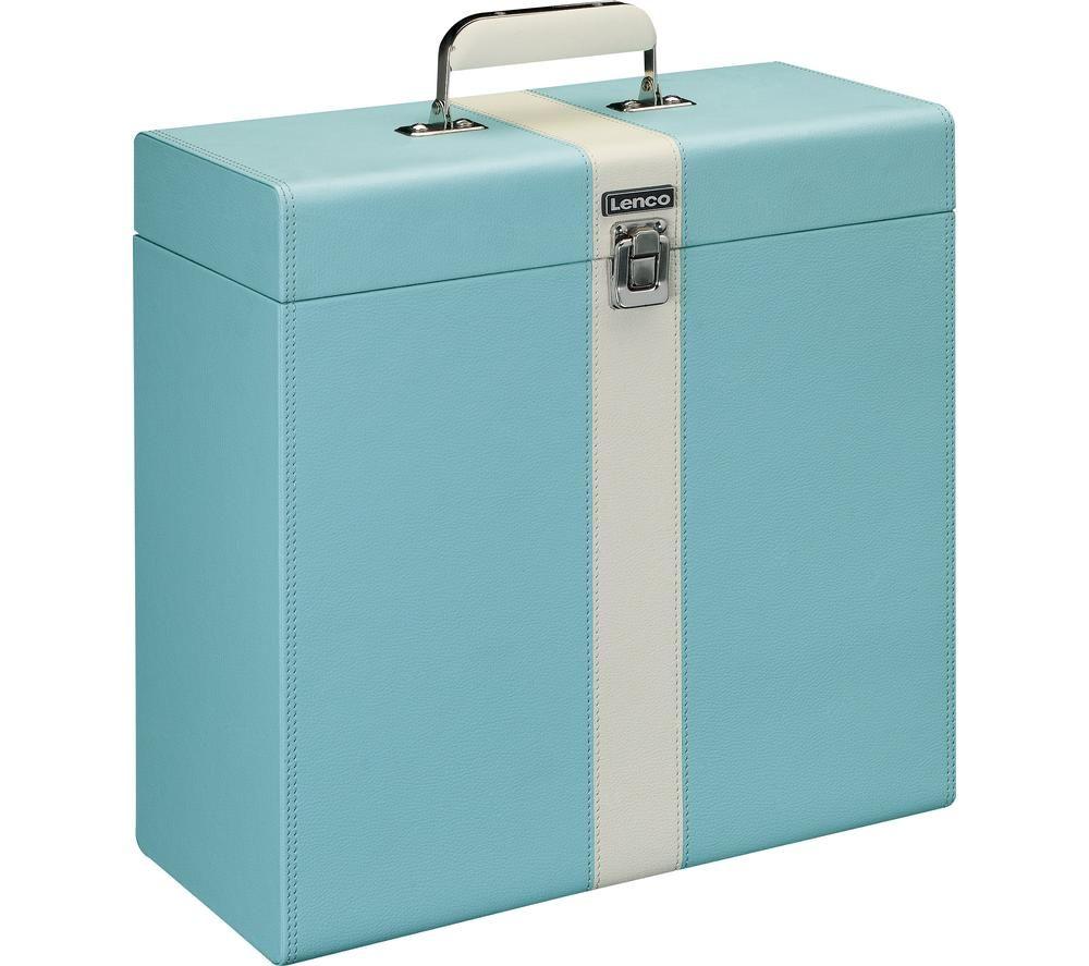 LENCO Classic Phono TTA-300BUWH Vinyl Storage Case - Blue & White image number 2 of 5