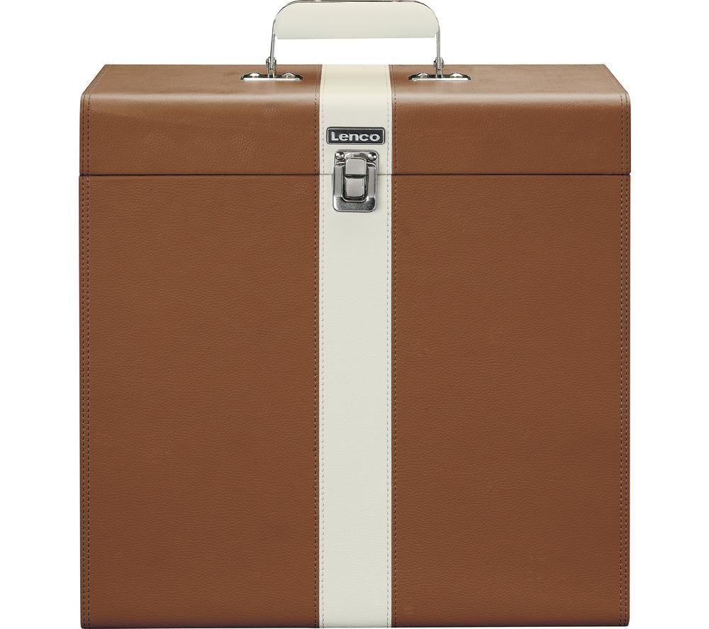 Lenco Classic Phono Tta-301Bnwh Vinyl Storage Case - Brown & White, White,Brown