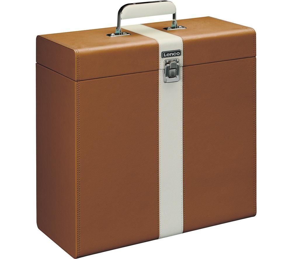 LENCO Classic Phono TTA-301BNWH Vinyl Storage Case - Brown & White image number 2 of 5