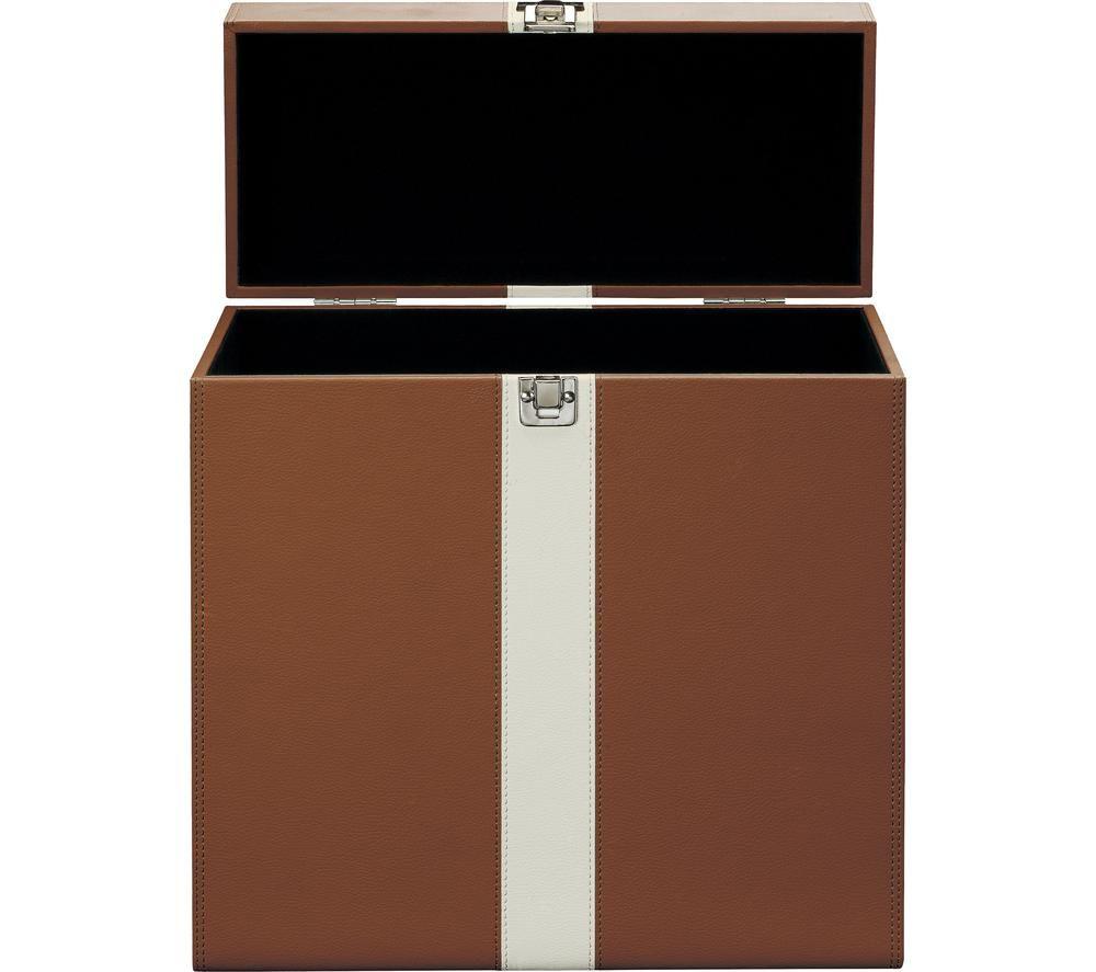 LENCO Classic Phono TTA-301BNWH Vinyl Storage Case - Brown & White image number 3 of 5