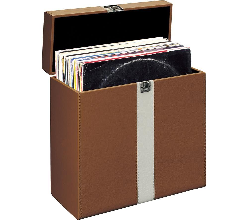LENCO Classic Phono TTA-301BNWH Vinyl Storage Case - Brown & White image number 4 of 5