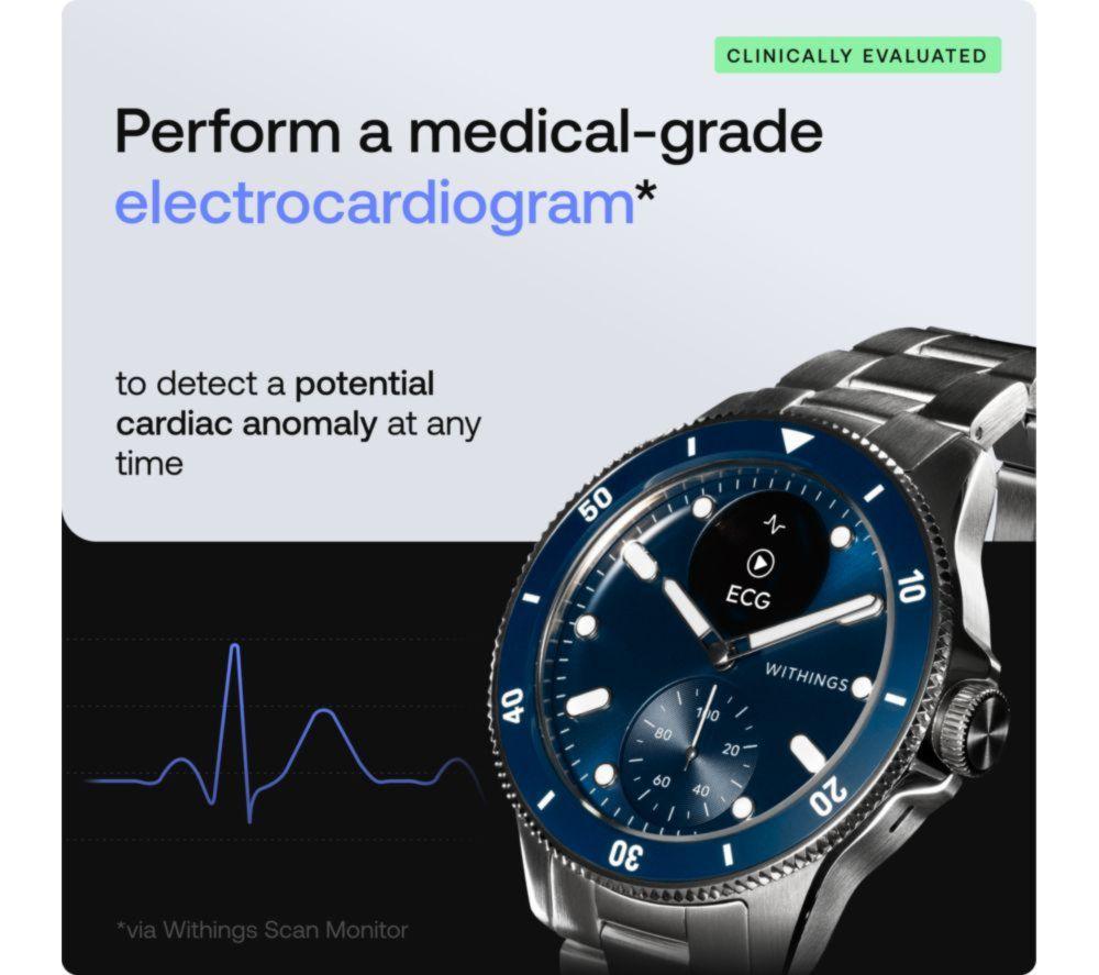 Buy WITHINGS ScanWatch Nova Hybrid Smart Watch Blue, 42 mm Currys