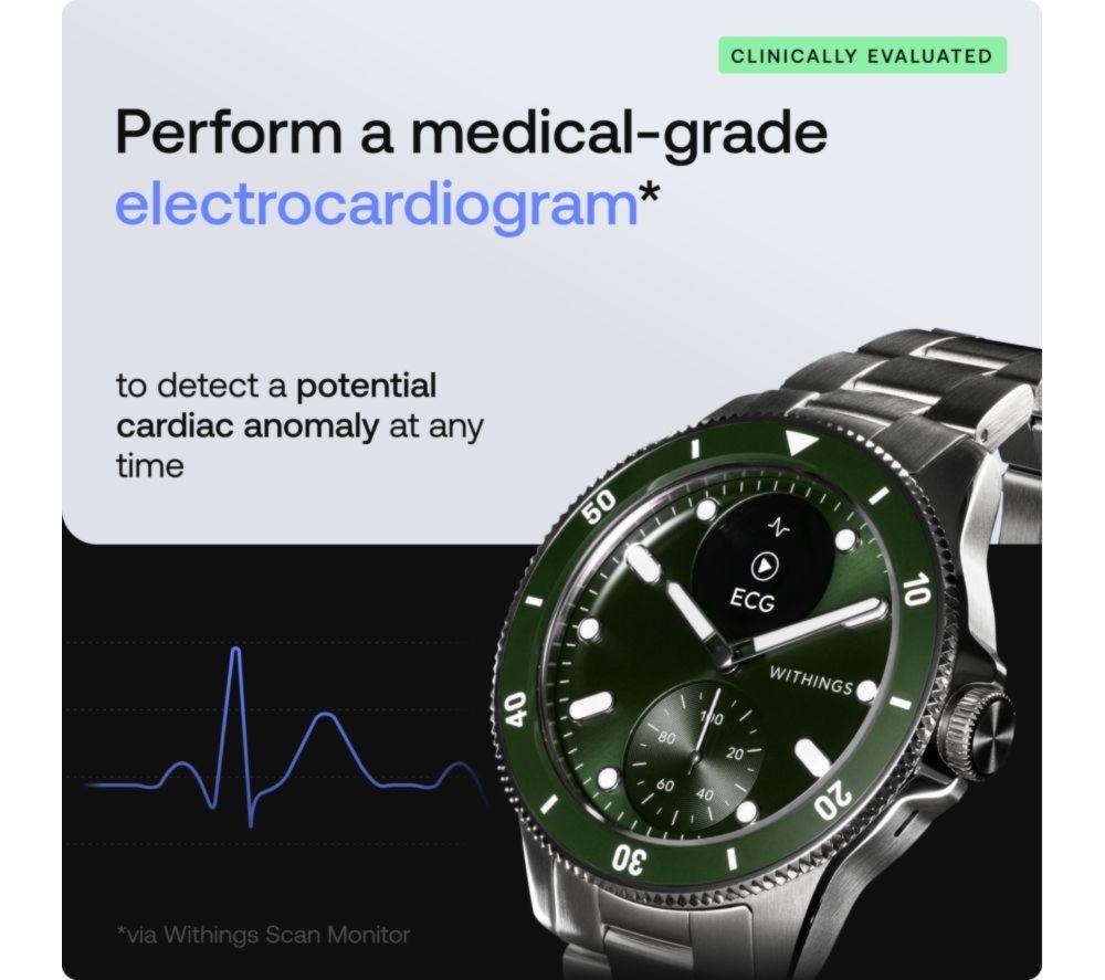 Buy WITHINGS ScanWatch Nova Hybrid Smart Watch Green, 42 mm Currys