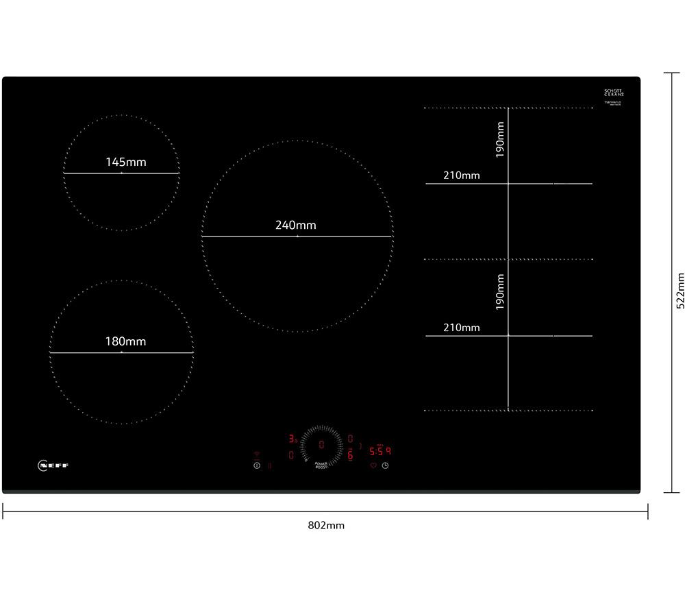 NEFF N70 T58FHW1L0 80 cm Electric Induction Smart Hob - Black image number 8 of 13