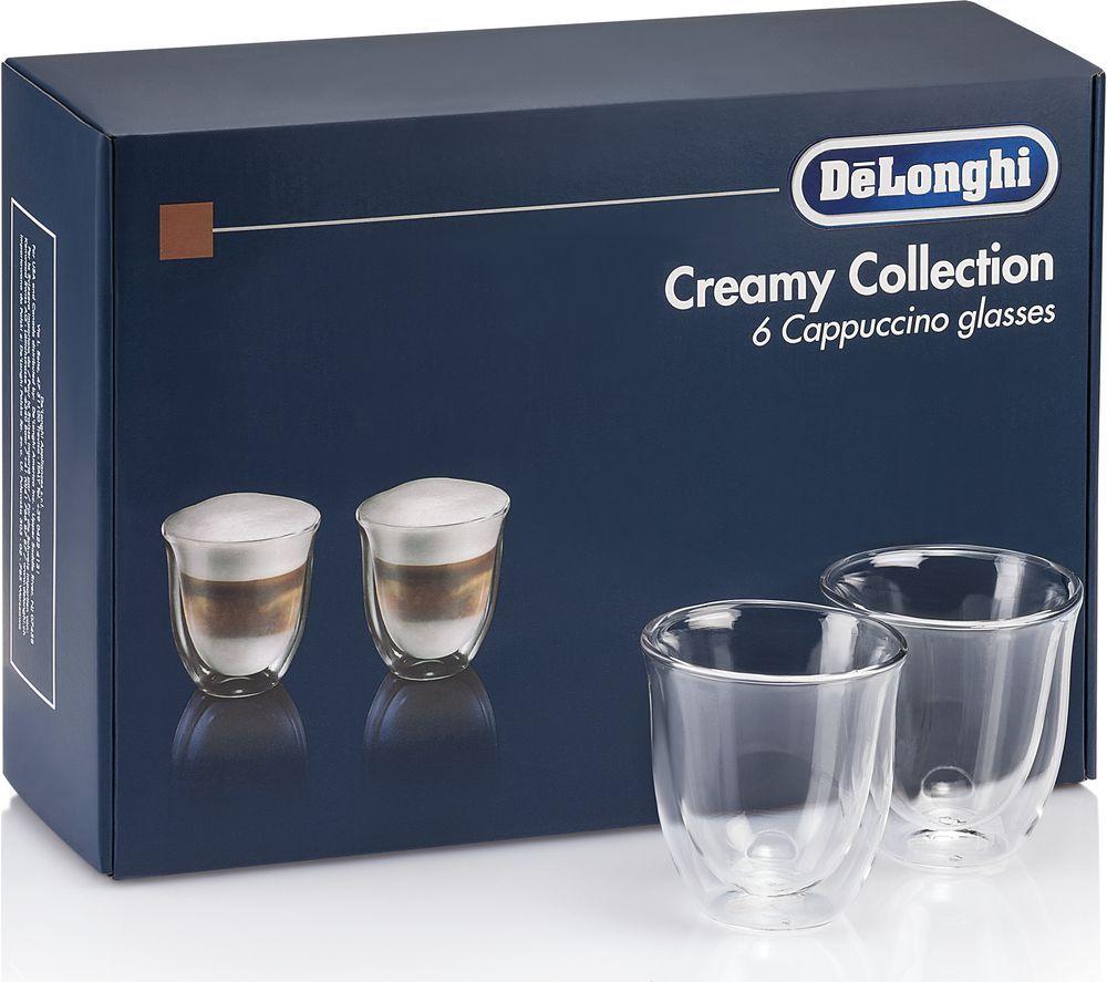 DELONGHI DLSC061 Vacuum Coffee Canister (Stainless Steel) & Creamy Collection DLKC301 Double Wall Cappuccino Glasses (Pack of 6) Bundle image number 5 of 7