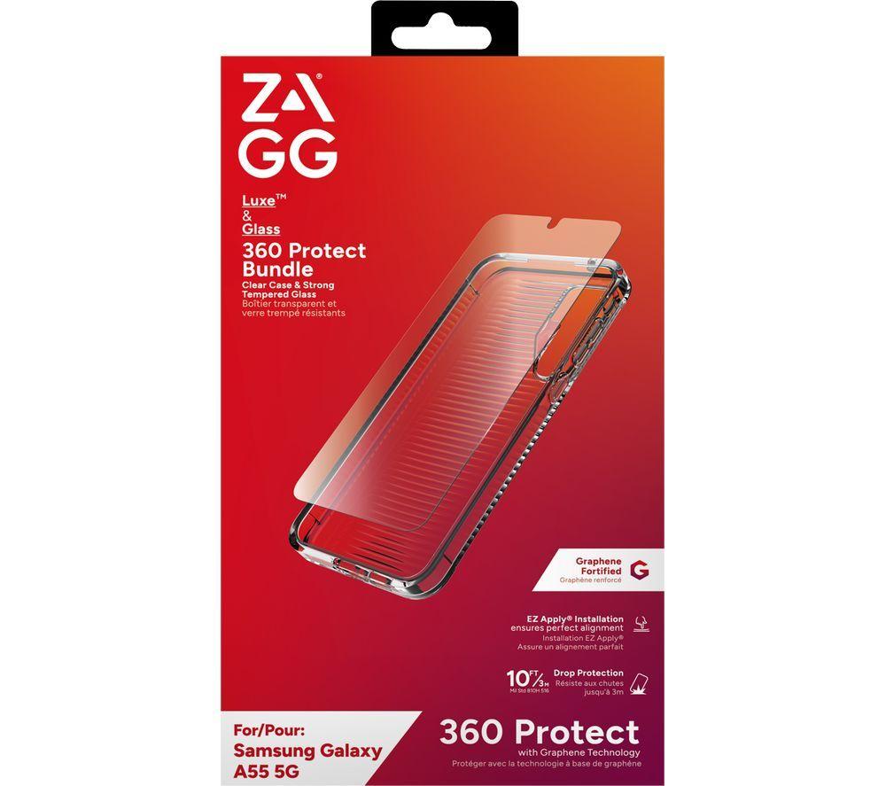 ZAGG Galaxy A55 Luxe Case & Screen Protector Bundle, Clear