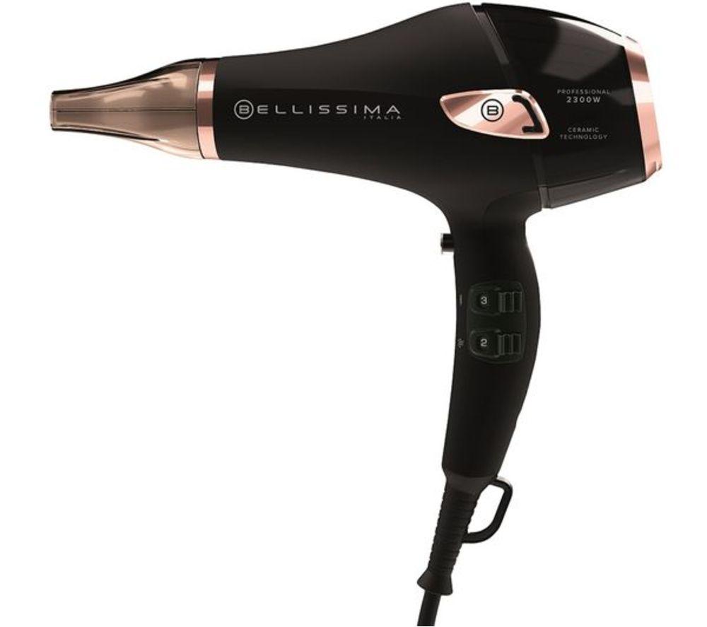 BELLISSIMA ITALIA Ceramic Hair Dryer - Black & Gold, Gold,Black