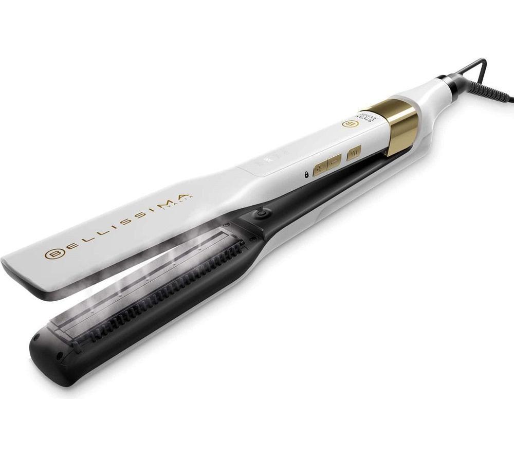 Bellissima Italia Steam Elixir Hair Straightener - White & Gold, White,Gold