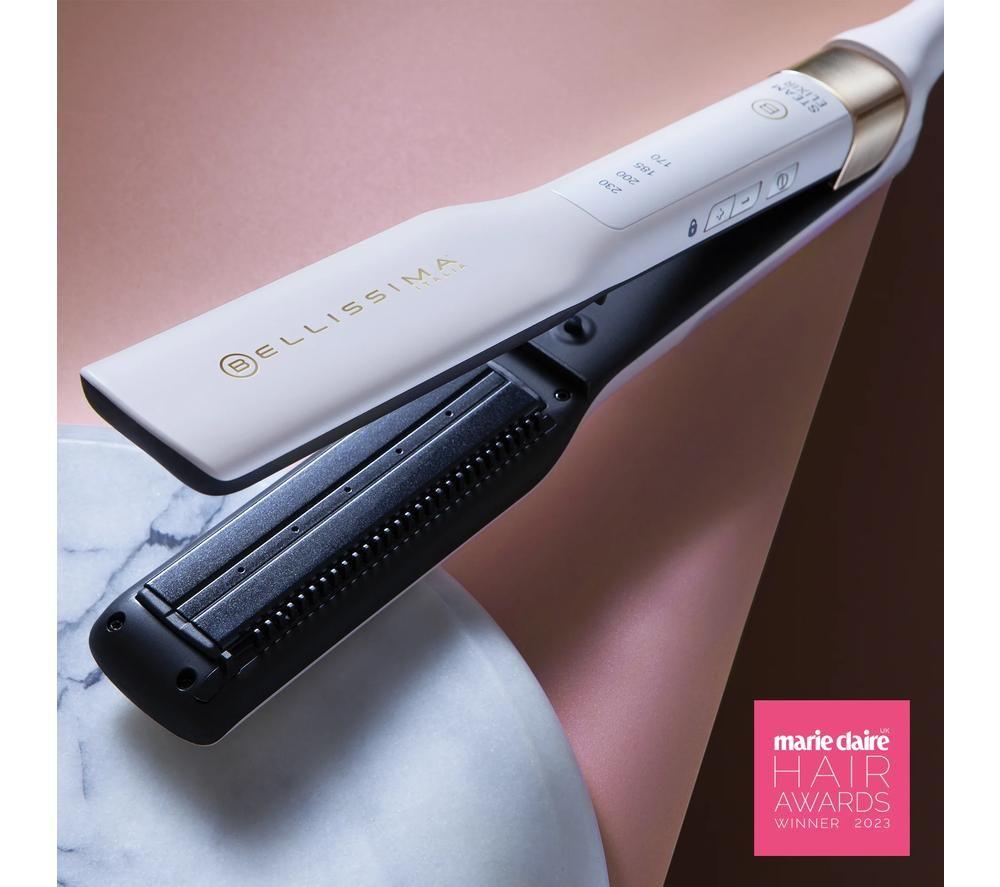 BELLISSIMA ITALIA Steam Elixir Hair Straightener - White & Gold image number 5 of 8