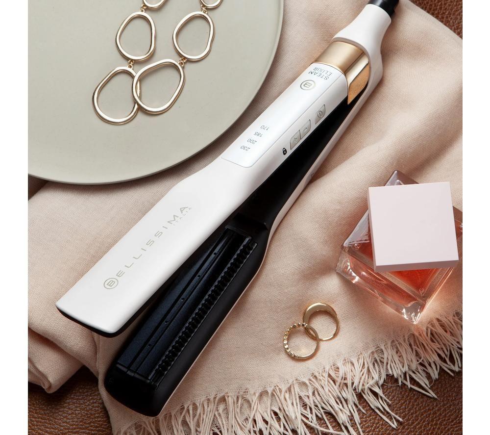 BELLISSIMA ITALIA Steam Elixir Hair Straightener - White & Gold image number 6 of 8