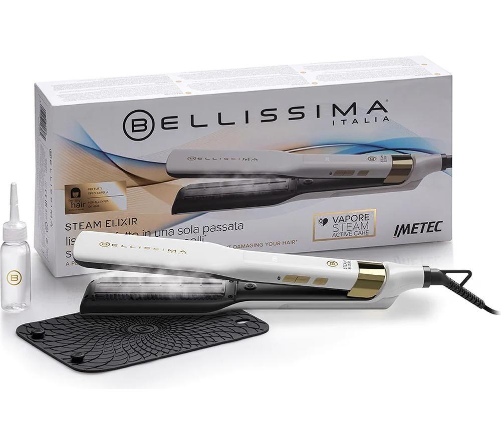 BELLISSIMA ITALIA Steam Elixir Hair Straightener - White & Gold image number 8 of 8
