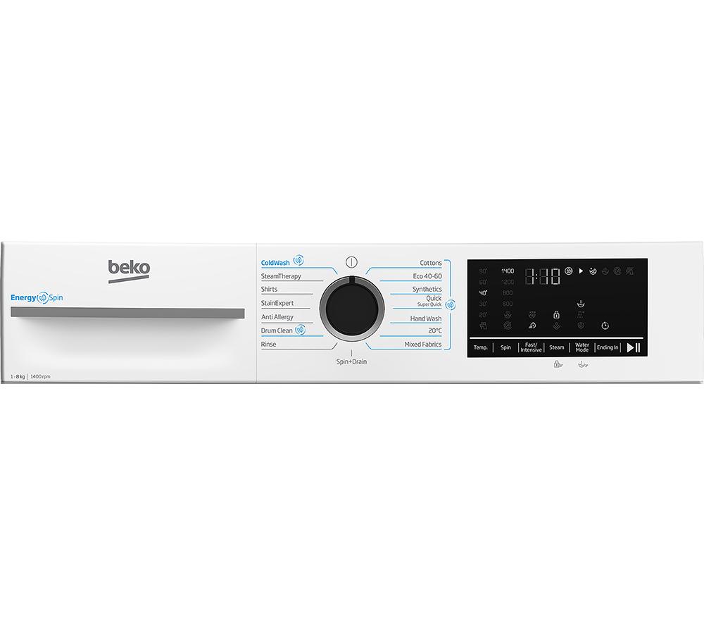 BEKO Pro EnergySpin IronFast BM3WT4841IW 8 kg 1400 Spin Washing Machine - White image number 3 of 19