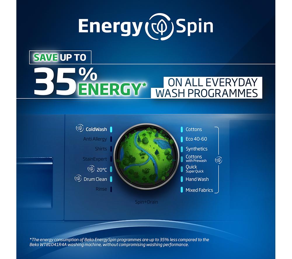 BEKO EnergySpin BM3WT3841W 8 kg 1400 Spin Washing Machine - White image number 7 of 16
