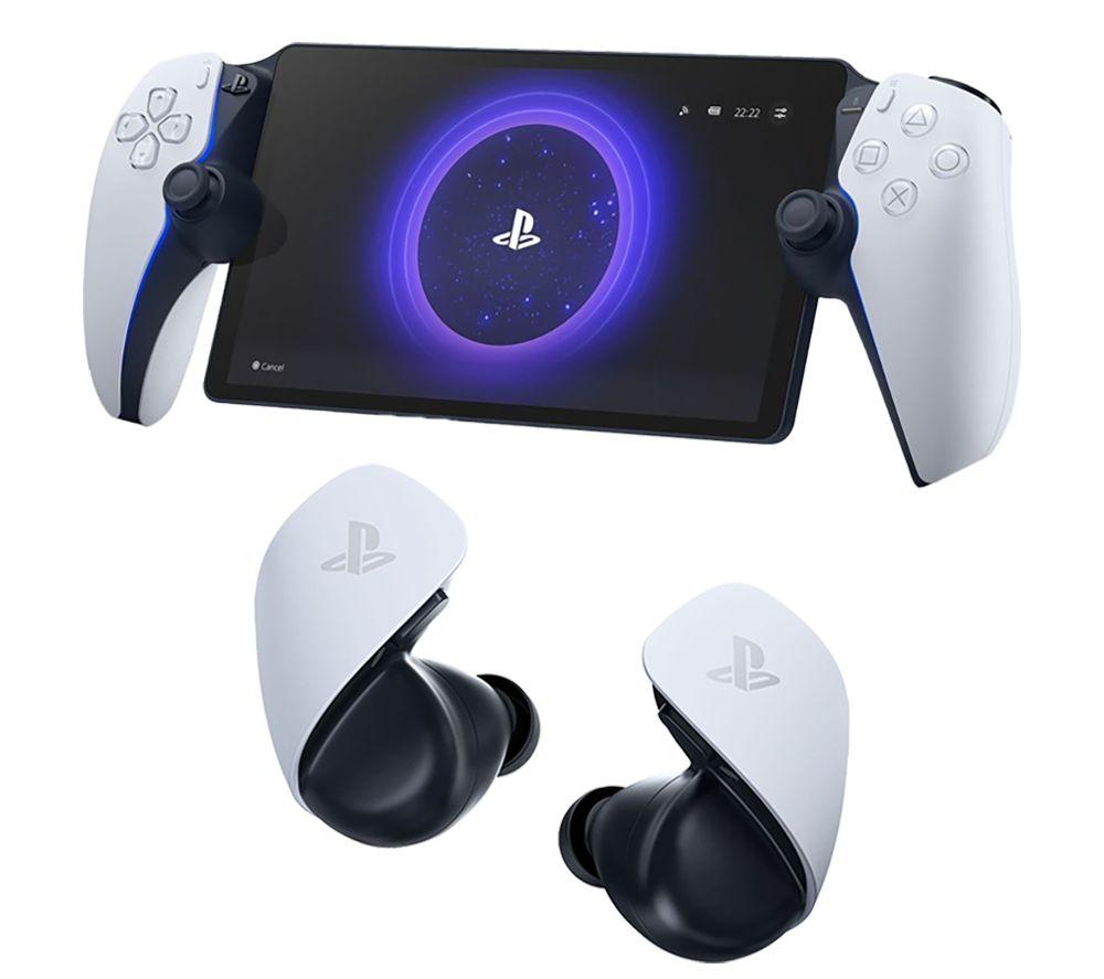 Sony PlayStation Portal Remote Player & Pulse Explore PS5 Wireless Gaming Earbuds (White) Bundle