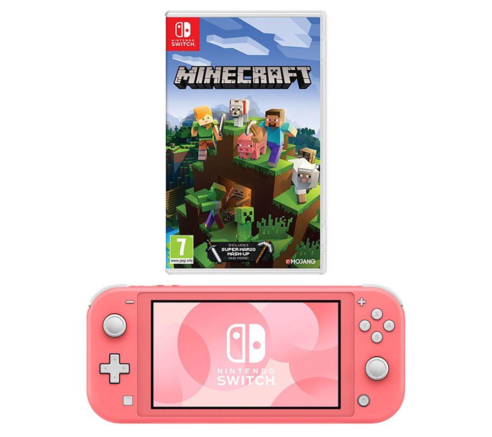 Nintendo Switch Lite Coral & Minecraft Bundle, Pink