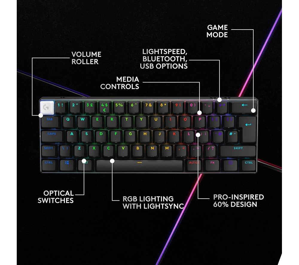 LOGITECH PRO X 60 LIGHTSPEED Wireless Gaming Keyboard - Black image number 5 of 11