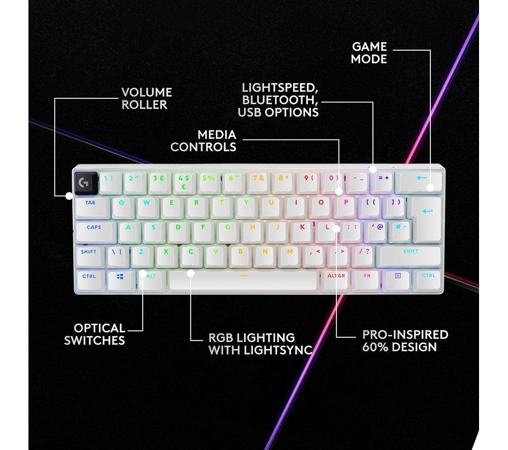 LOGITECH PRO X 60 LIGHTSPEED Wireless Gaming Keyboard - White image number 5 of 12