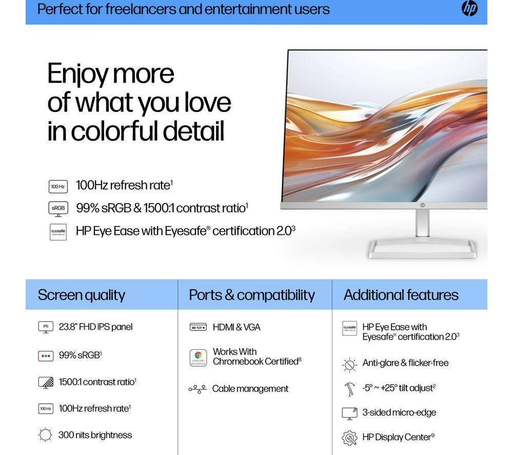 HP Series 5 524sw Full HD 24" IPS LCD Monitor - White