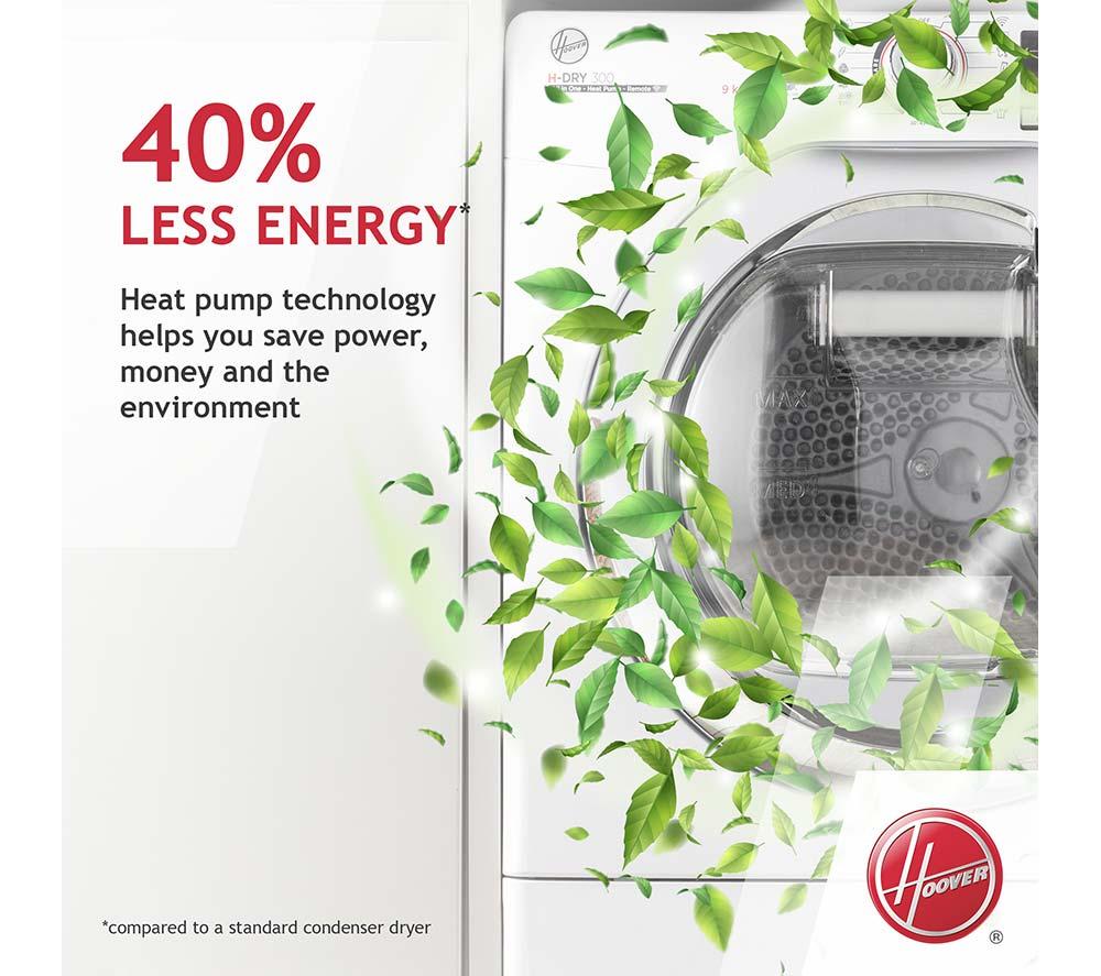 HOOVER H-Dry 350 HRE H9A3TE-80/N WiFi-enabled 9 kg Heat Pump Tumble Dryer - White image number 11 of 15