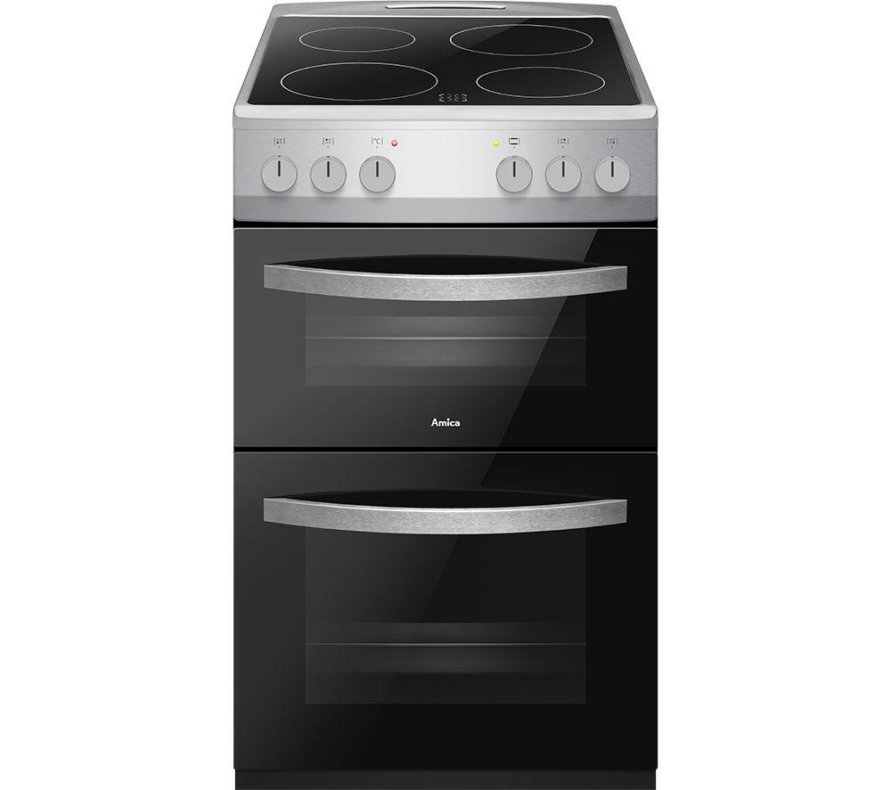 AMICA AFC502SS 50 cm Electric Ceramic Cooker - Black & Stainless Steel