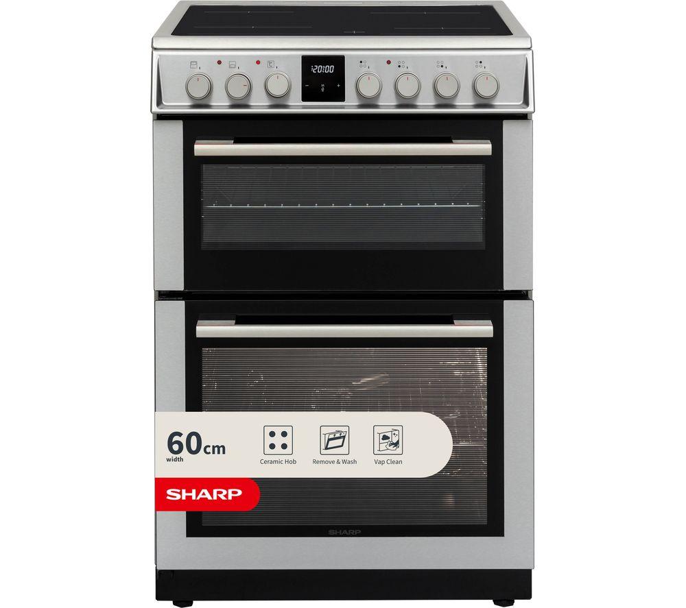 SHARP KF-66DDVDD04IM1K-EN 60 cm Electric Ceramic Cooker – Inox, Silver/Grey